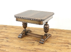 どっしりとしたブルボーズレッグ イギリスアンティーク家具の王道 ドローリーフテーブル 58924b