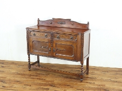 英国アンティーク木製サイドボード/キャビネット/飾り棚/テーブル(89-17-2 東谷 キャビネット 幅80 おしゃれ 食器棚 収納棚 レトロ ガラス 扉付き