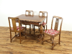 イギリスアンティーク家具らしい上品さ テーブル・チェア4脚セット 58022